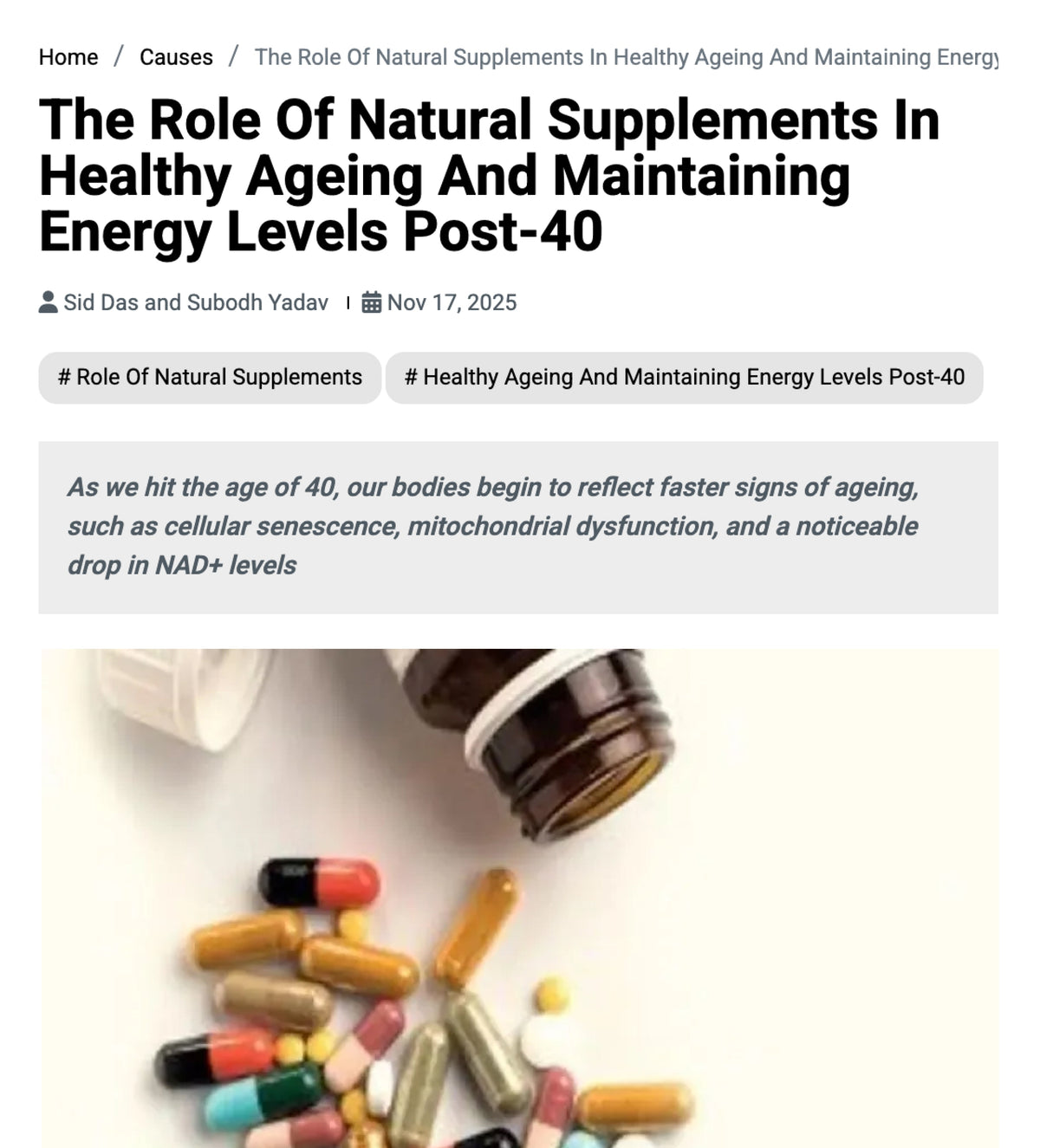 The Role Of Natural Supplements In Healthy Ageing And Maintaining Energy Levels Post-40